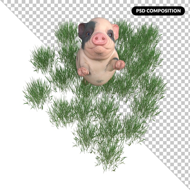 PSD cerdo divertido aislado 3d