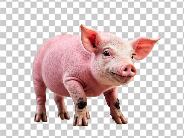 PSD cerdo lindo con piel rosada en blanco