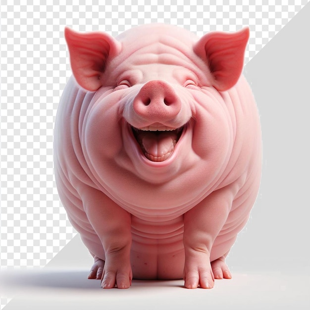 PSD cerdo sonriente animal aislado en un fondo transparente cerdo rosado png carne de cerdo