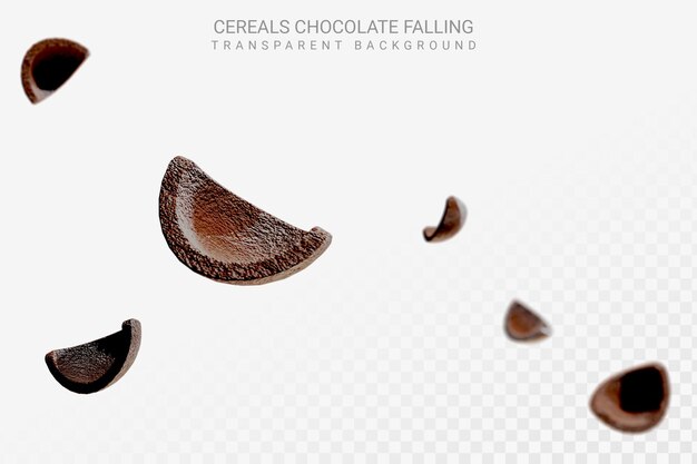 PSD cereales chocolate cayendo con fondo transparente psd premium