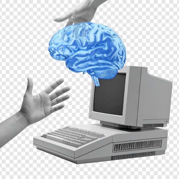 Cerebro abstracto conectado a la ilustración de la computadora