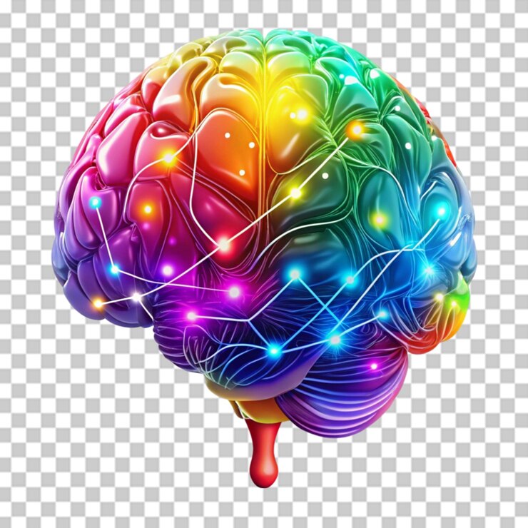PSD un cerebro colorido una ilustración del cerebro sobre un fondo transparente