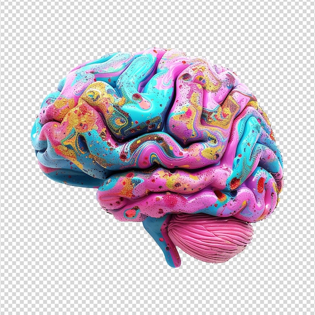 PSD cérebro colorido isolado em fundo transparente png