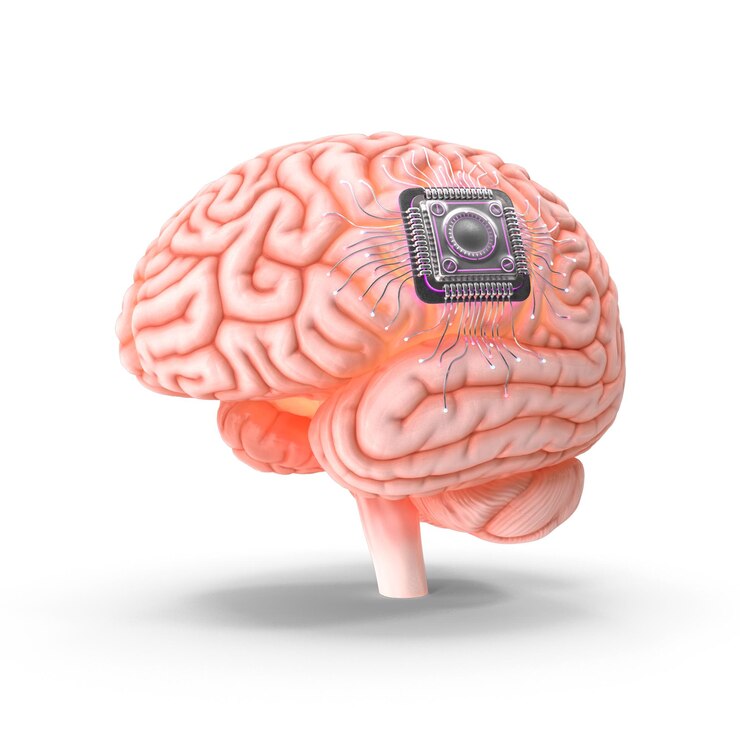 PSD cerebro humano con microchip implantado archivos psd iluminados ilustraciones de modelado cerebral de alta calidad
