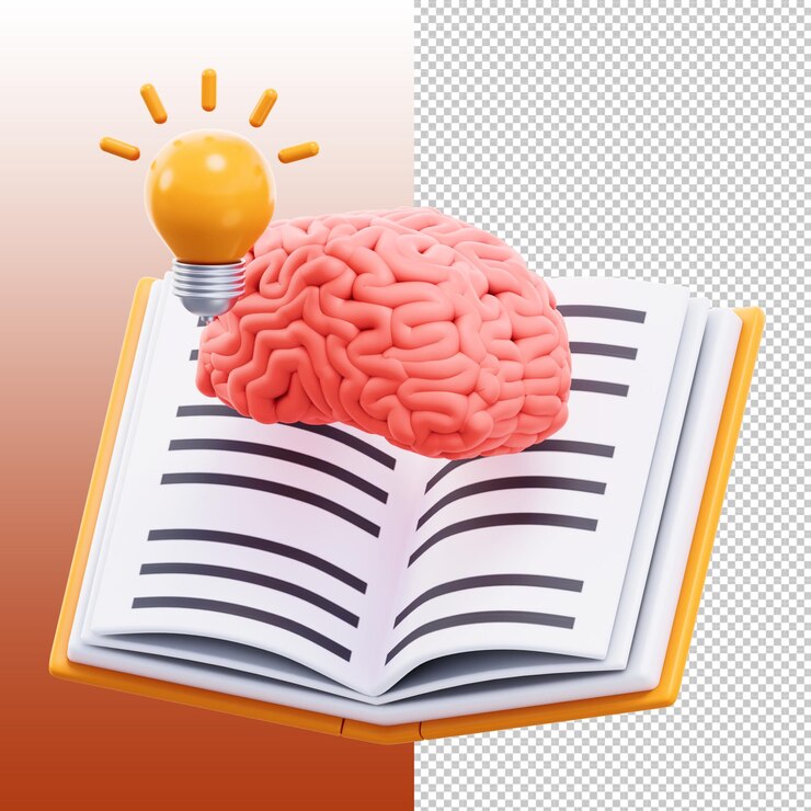 Cerebro y libro con bombilla