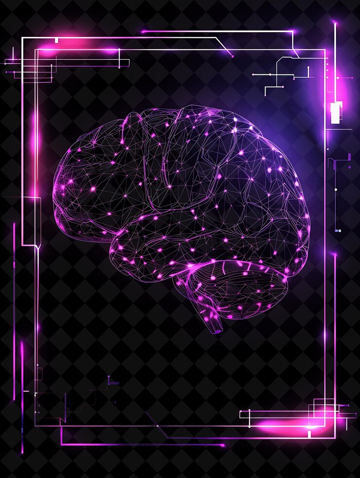 PSD un cerebro morado con la palabra cerebro en él.