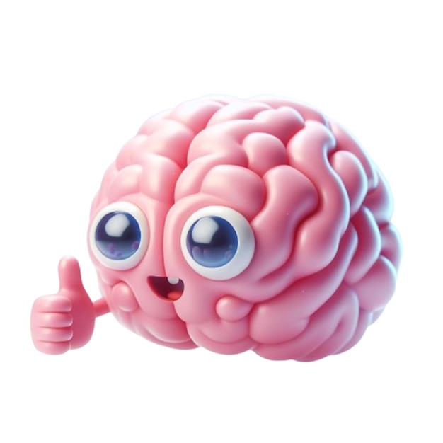 Cerebro pulgar hacia arriba con una idea 3d psd