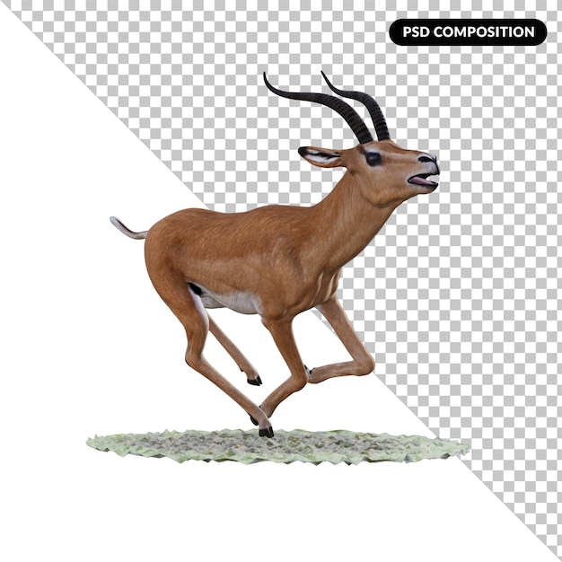 Cerf Isolé En 3d