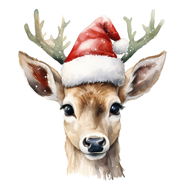 PSD un cerf portant un chapeau de père noël