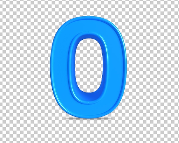 Cero, número, azul, 0, icono, 3d, render
