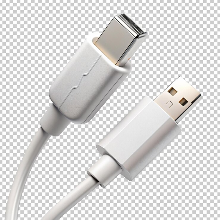 PSD cerrar el cable usb blanco y el cable micro usb aislado