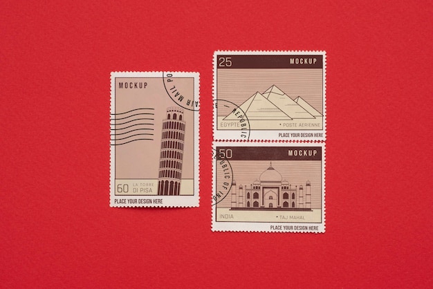 PSD cerrar en maqueta de sello postal