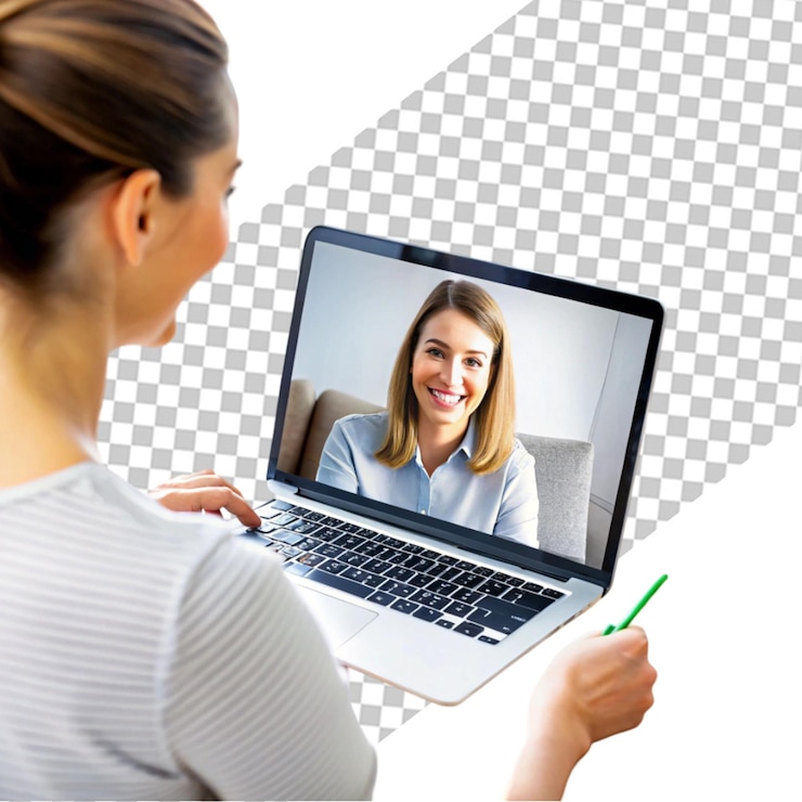 PSD cerrar mujer en videoconferencia