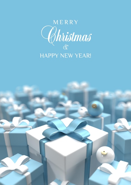 PSD cerrar los regalos de navidad azul y blanco sobre fondo azul claro