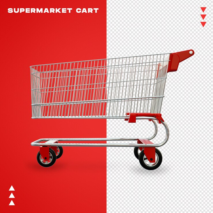 PSD cerrar en la representación 3d de carro de supermercado