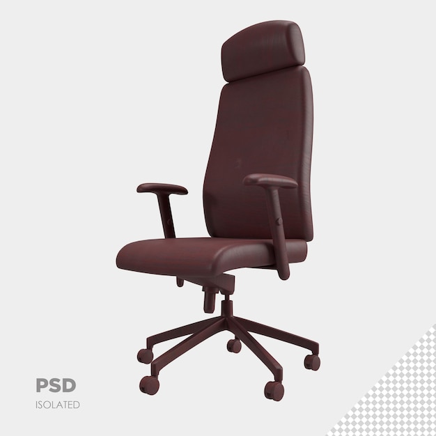 Cerrar en silla de oficina 3d aislado premium psd