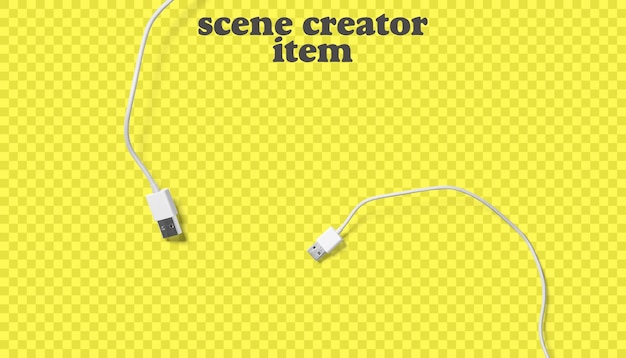 Cerrar vista cable usb aislado sobre fondo transparente