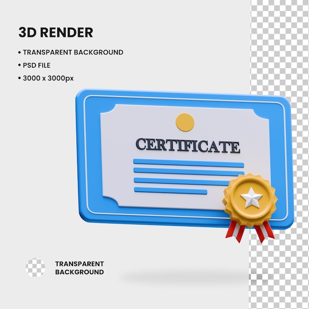 Certificado 3D con ilustraciones del sello