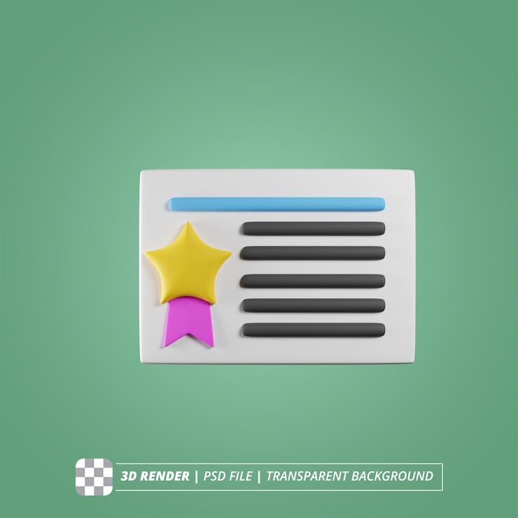 PSD certificado 3d render imágenes aisladas