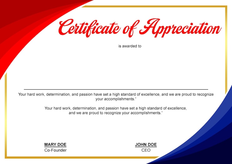 un certificado para una celebración de la fuerza y la fuerza