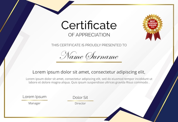 Certificado de conquista moderno profissional PSD Modelo PSD gratuito em design abstrato