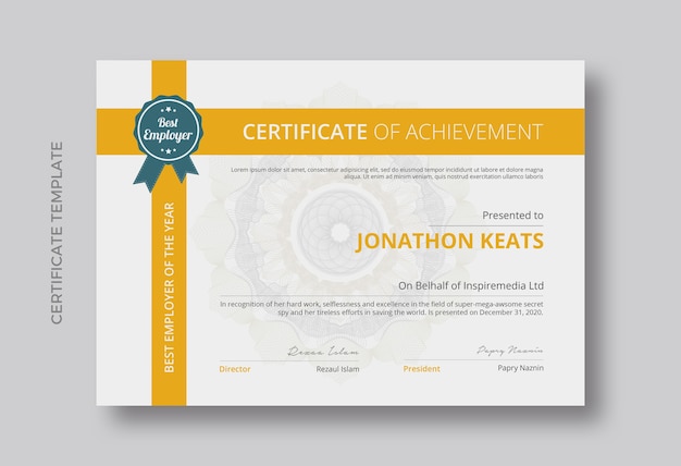 Certificado de Design de modelo de realização