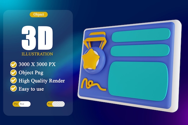 PSD certificado de ilustração 3d