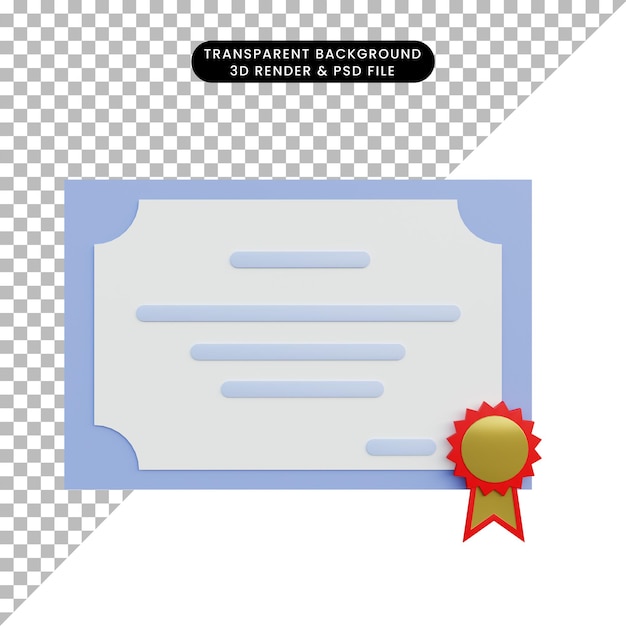 PSD certificado de objeto simples de ilustração 3d