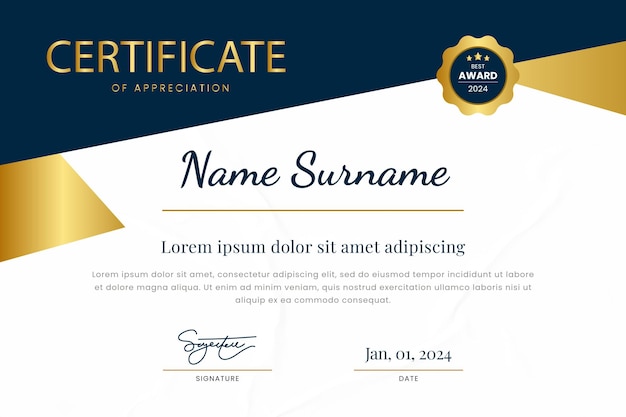 Certificado de Prémio Elegante