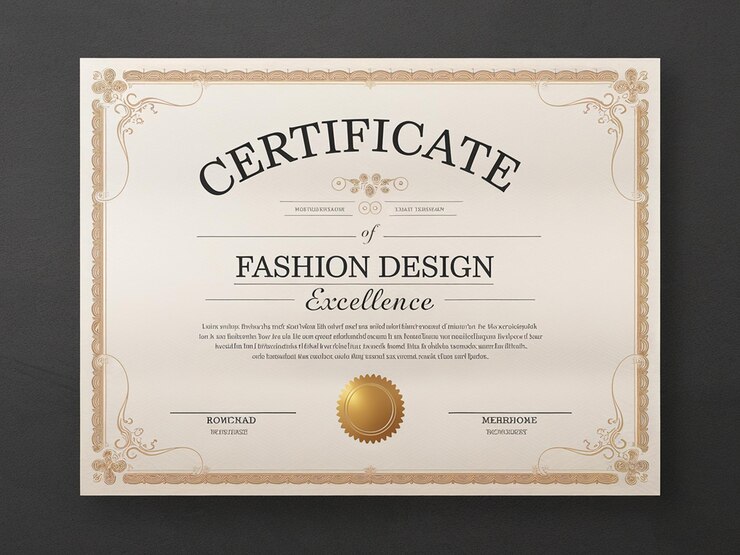 PSD un certificado de diseño de moda para un diseño de moda
