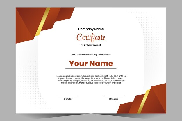 PSD certificado dorado y rojo perfecto para certificado corporativo