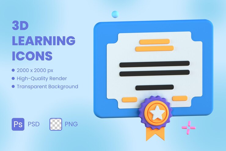 PSD certificado de ilustración de icono 3d