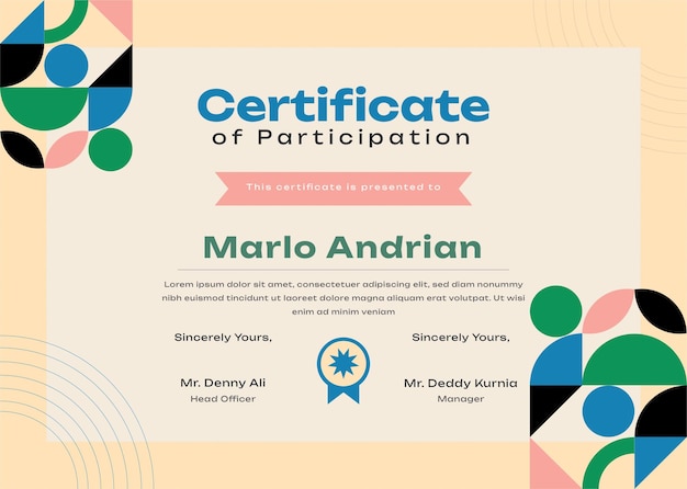 Certificado Retro Bauhaus