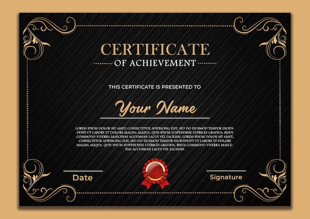 Certificat d'accomplissement pour un travail d'équipe exceptionnel avec un fond noir