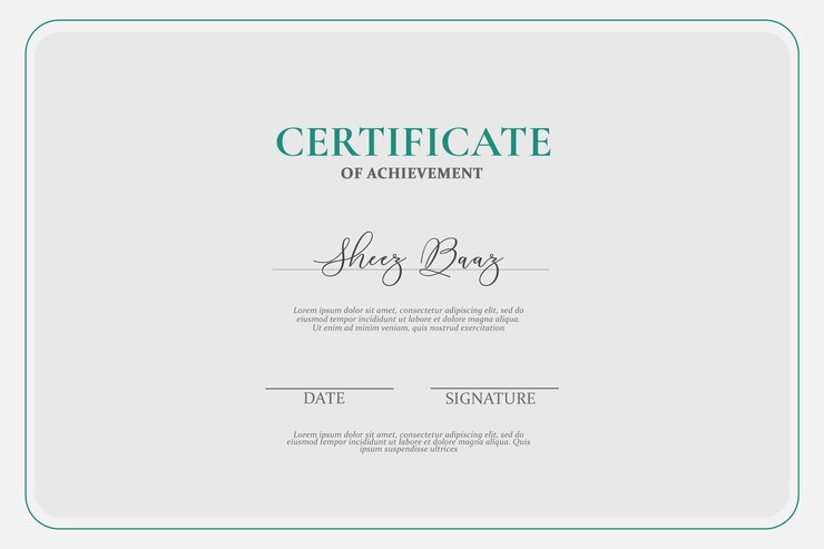 PSD certificat de réalisation moderne modèle psd