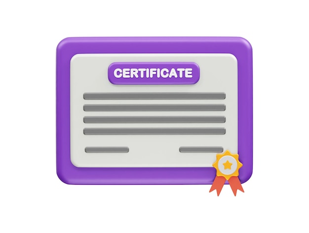 certificate icon 3d illustration render