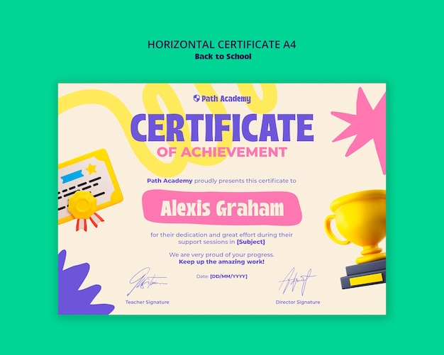 Certificate of achievement for alexis graham