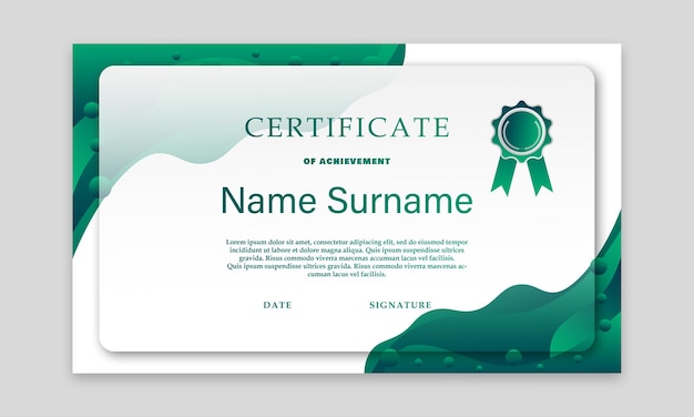 Certificate of Achievement Template with Green and White Design