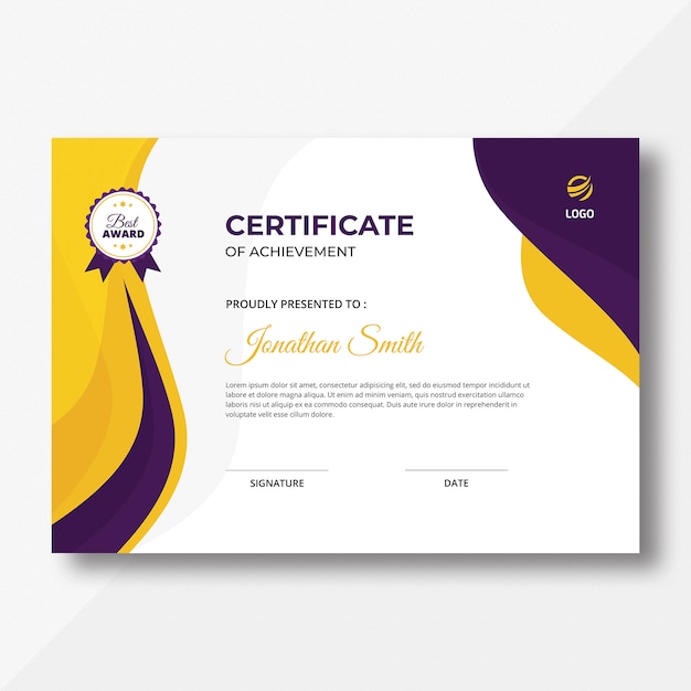 Certificato delle onde viola e gialle