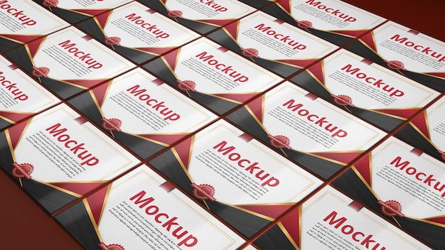 Certificato di apprezzamento formato a4 mockup di a4 mockup di cartone di a5 rendering 3D
