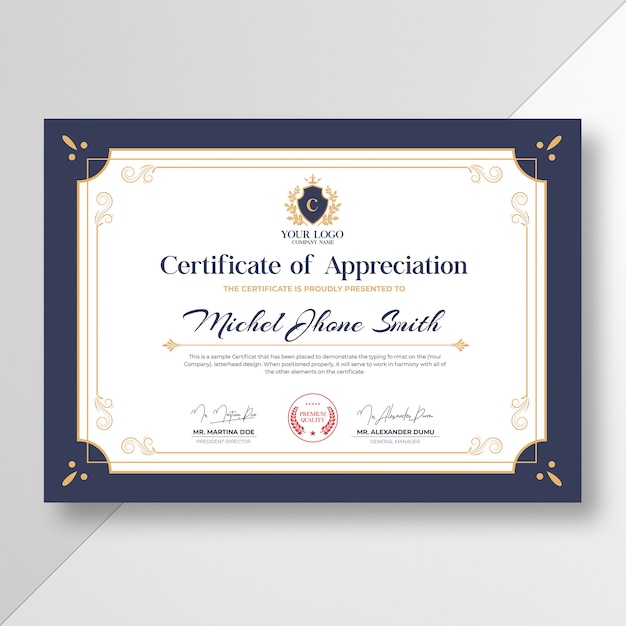 Certificato di apprezzamento