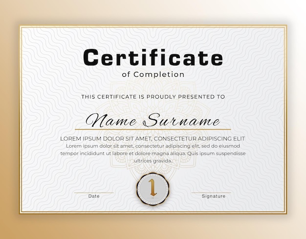 certificato di completamento del corso