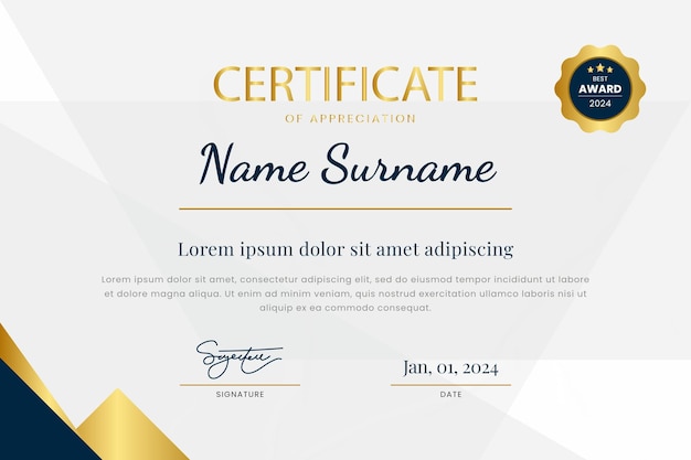 Certificato di premio elegante