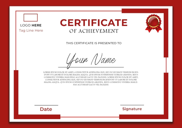 Certificato di successo elegante e minimalista
