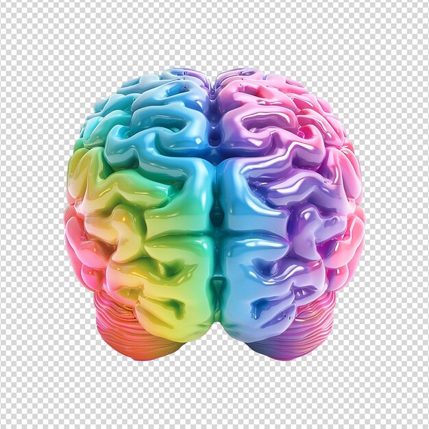 PSD un cerveau coloré isolé sur un fond transparent png