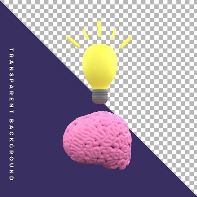 cerveau plein inspiration idée ampoule éclairage 3d illustration isolé