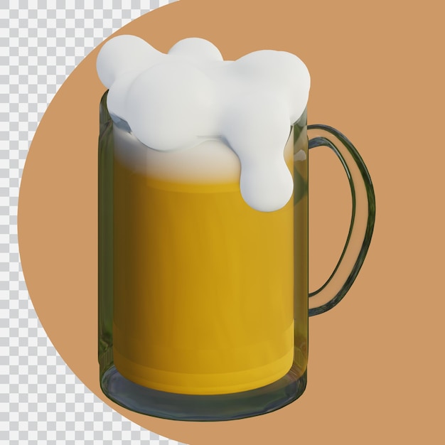 PSD cerveja 3d em copo de caneca