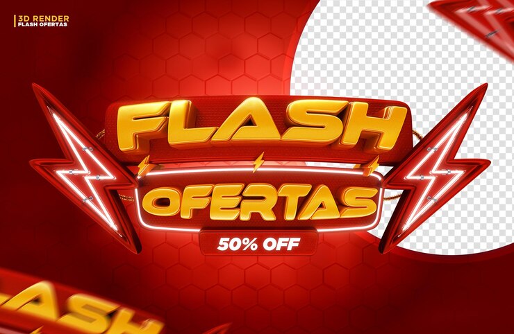 PSD červená propagace flash offers, 3d render štítku