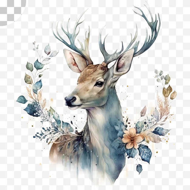Cervo con fiori sulle corna - download di png di cervo con fiori