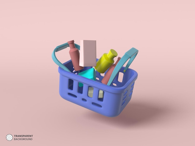 PSD cesta de la compra icono aislado 3d render ilustración